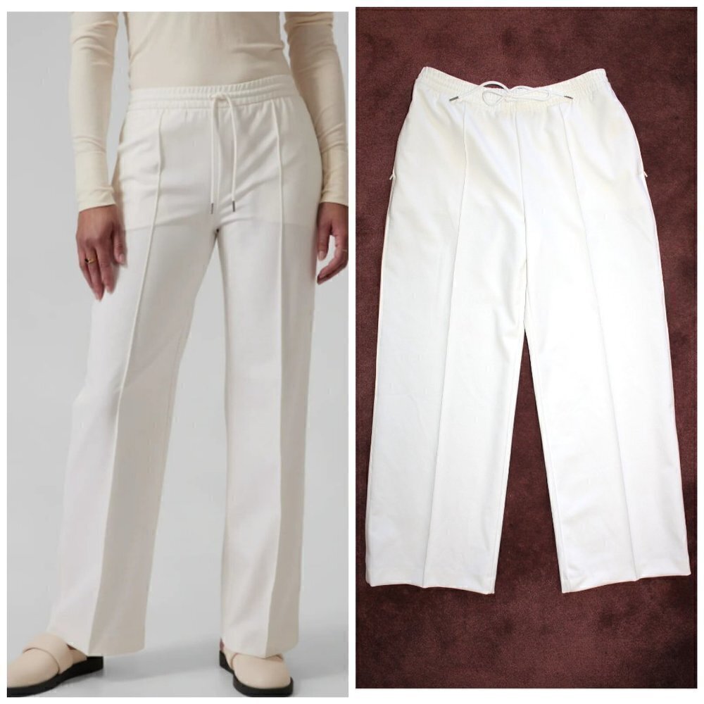Athleta Endeavor Wide Leg white Women Pant Size 12 Drawstring elastic waist